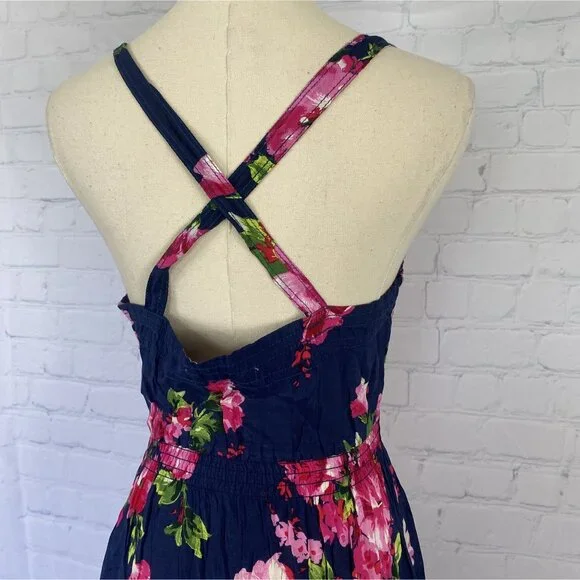 ⭐ 3/$15 Hollister Small Blue Pink Floral Y2K Ruffle Babydoll Mini Dress - Picture 7 of 11